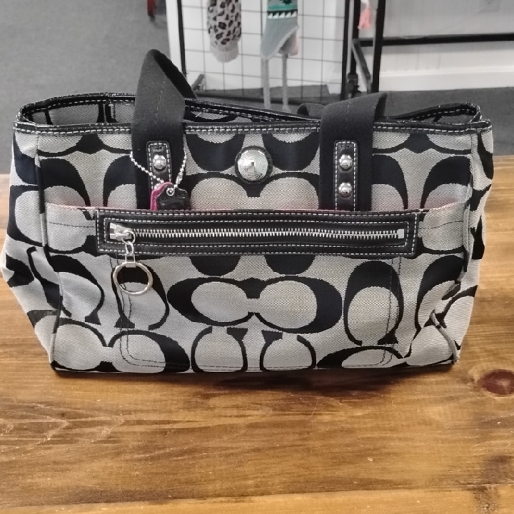 Coach Black and Cream Tote Bag